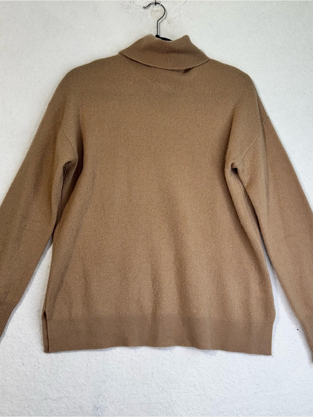 Halogen Classic Camel Tan Turtleneck Cashmere Sweater Cozy Relaxed Fit Large
